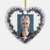 カスタム日付写真水彩花 セラミックオーナメント (正面)