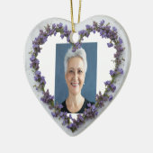 カスタム日付写真水彩花 セラミックオーナメント (左)