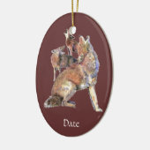 カスタム日付水の色ハウリングコヨーテスアニマル セラミックオーナメント (左)