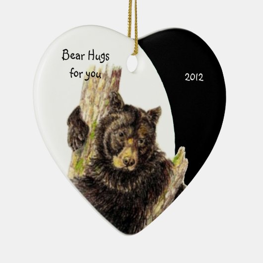 カスタム日付，クマの抱擁のためにあなた動物のユーモア セラミックオーナメント (右)