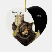 カスタム日付，クマの抱擁のためにあなた動物のユーモア セラミックオーナメント (裏面)