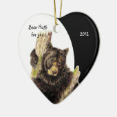 カスタム日付，クマの抱擁のためにあなた動物のユーモア セラミックオーナメント (左)
