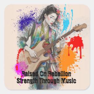 カスタム日本の女ギタリストアー感動的ト スクエアシール