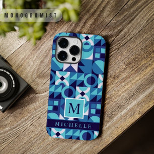 カスタム明るいダークブルーの白の幾何学的 Case-Mate iPhone 14 PRO MAXケース