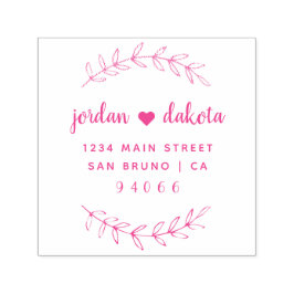 カスタム明るい赤紫色スクリプ結婚トの差出人住所 セルフインキングスタンプ