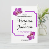 カスタム明るい赤紫色招待状とOrchids for結婚's 招待状 (スタンド正面)