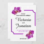 カスタム明るい赤紫色招待状とOrchids for結婚's 招待状 (正面/裏面)