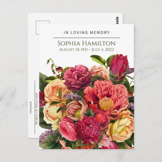 カスタム明水カラーフローラ葬式はがき ポストカード (正面/裏面)