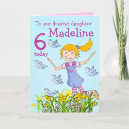 カスタム春の誕生日カード「空の中の女の子」 カード