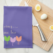 カスタム春チューリップ花アイリスラベンダー キッチンタオル (四つ折り)