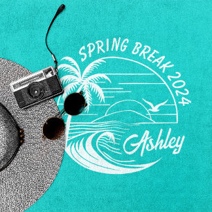 カスタム春休み女子旅かわいいビーチおもしろい ビーチタオル