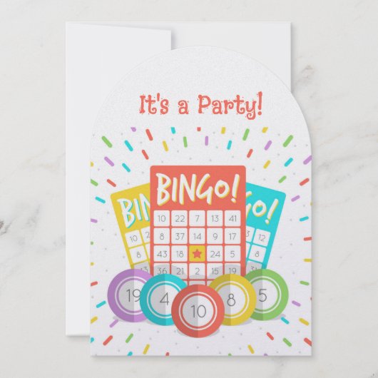 カスタム時代おもしろいビンゴテーマ誕生日 招待状 (正面)
