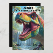 カスタム時代恐竜バースデーパーティ招待状 招待状 (正面/裏面)