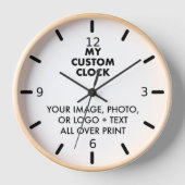 カスタム時計の天然木、黒い手、4つの数字 壁時計 (正面)