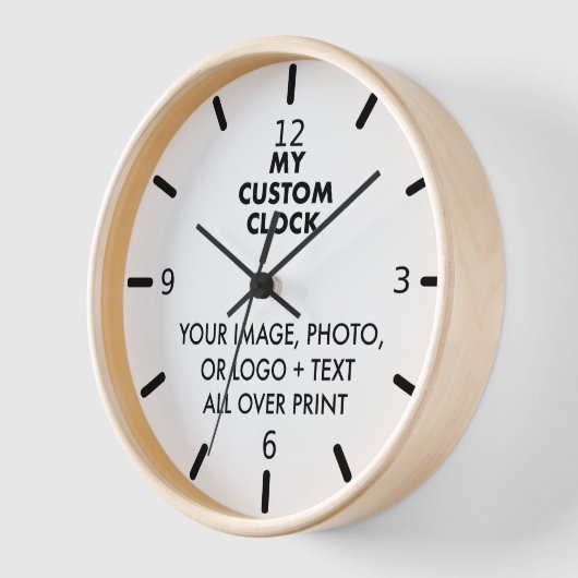 カスタム時計の天然木、黒い手、4つの数字 壁時計 (傾斜)