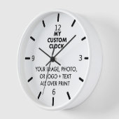 カスタム時計 – 白木、黒い針、4つの数字 壁時計 (傾斜)