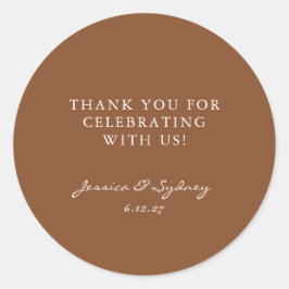 カスタム暖かい茶色素朴ありがとう結婚 ラウンドシール