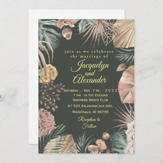 カスタム暗熱帯結婚花 招待状 (正面/裏面)