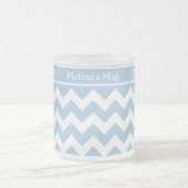 カスタム曇りガラス製マグカップ、青と白の山形 フロストグラスマグカップ (中央)