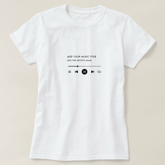 カスタム曲名とアーティストのミュージックプレーヤー Tシャツ (デザイン正面)