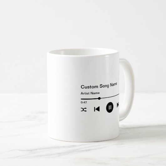 カスタム曲名タイトルとアーティスト音楽プレーヤー コーヒーマグカップ (正面右)