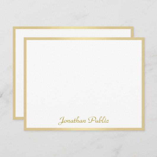 カスタム書き込みテンプレート金ゴールドスクリプト文字 ノートカード (正面/裏面)