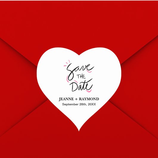 カスタム書スタイリッシュ式結婚式の日付の保存 ハートシール