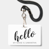 カスタム書モダン道Hello Nameバッジ バッジ (Back with Lanyard)