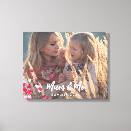 カスタム書写真モダンの点在ピンクハート キャンバスプリント