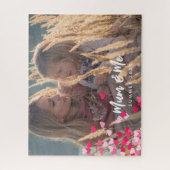 カスタム書写真モダンの点在ピンクハート ジグソーパズル (縦)