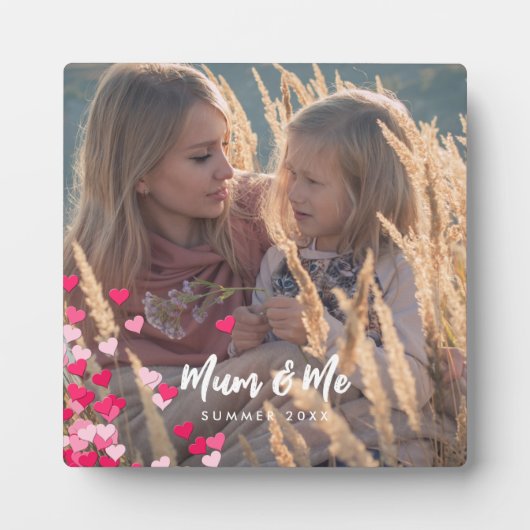 カスタム書写真モダンの点在ピンクハート フォトプラーク (正面)