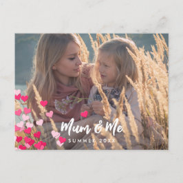 カスタム書写真モダンの点在ピンクハート ポストカード