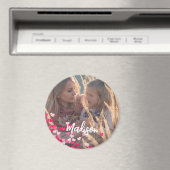 カスタム書写真モダンの点在ピンクハート マグネット (インサイチュ (食洗機))