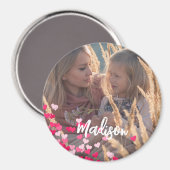 カスタム書写真モダンの点在ピンクハート マグネット (正面/裏面)