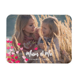 カスタム書写真モダンの点在ピンクハート マグネット