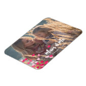 カスタム書写真モダンの点在ピンクハート マグネット (左側)