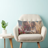 カスタム書写真モダンの点在ピンクハート ランバークッション (椅子)