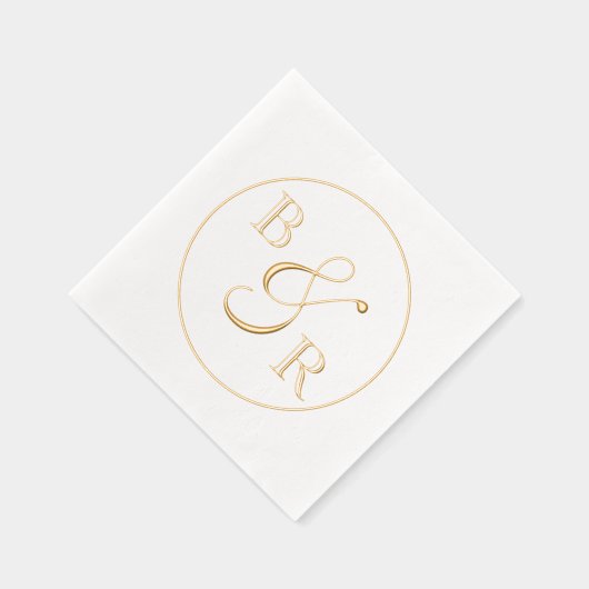 カスタム書道エレガントカップル名イニシャル 箔ナプキン (右)
