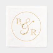 カスタム書道エレガントカップル名イニシャル 箔ナプキン (正面)