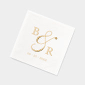 カスタム書道スタイリッシュカップル名イニシャル 箔ナプキン (左)