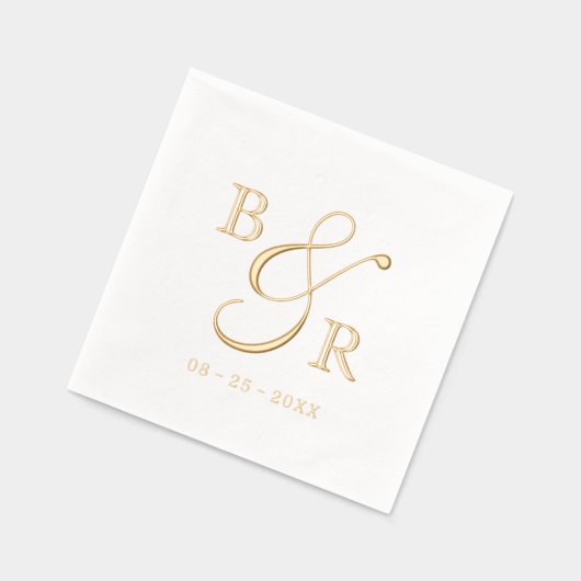 カスタム書道スタイリッシュカップル名イニシャル 箔ナプキン (左)