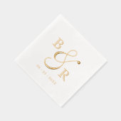 カスタム書道スタイリッシュカップル名イニシャル 箔ナプキン (右)