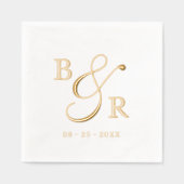 カスタム書道スタイリッシュカップル名イニシャル 箔ナプキン (正面)
