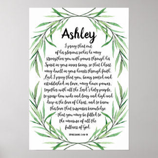 カスタム書道祈りの言葉ポスター、Eph.3:16-19 ポスター