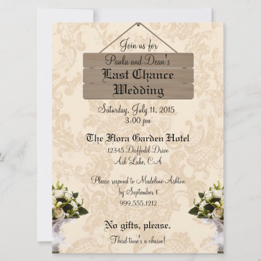 カスタム最後のチャンス結婚式招待状 招待状 (正面)