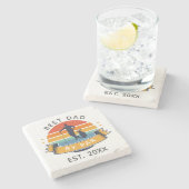 カスタム最高のパパバイパーゴルフ親父キープサケ ストーンコースター (横)