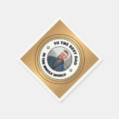 カスタム最高のパパ父の写真のパーソナライズ スタンダードカクテルナプキン (角)