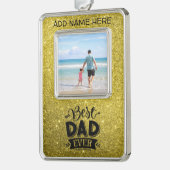 カスタム最高のパパ金ゴールドグリッター シルバープレートフレームオーナメント (左)