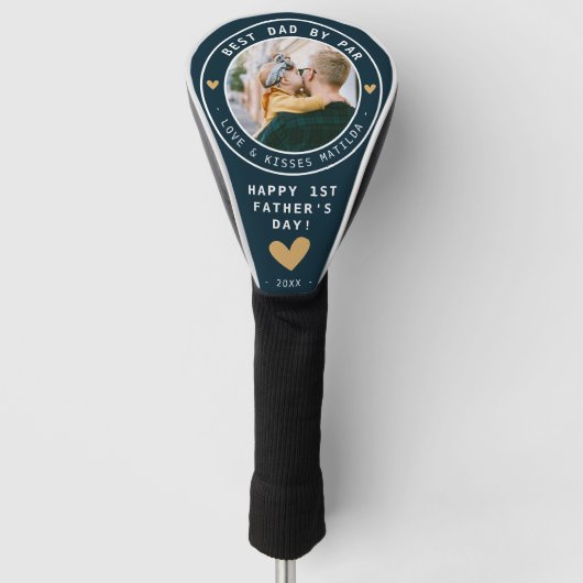カスタム最高のパパby Par Photo 1st Father's Day ゴルフヘッドカバー (正面)