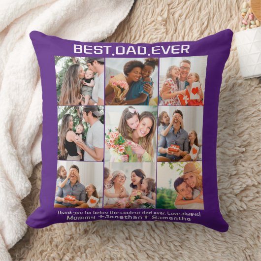 カスタム最高のパパEver Faters Day 9 Photo Collage クッション (ブランケット)